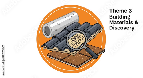 Roofing materials under inspection with magnifying glass