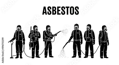 Workers in hazmat suits handling asbestos with safety gear