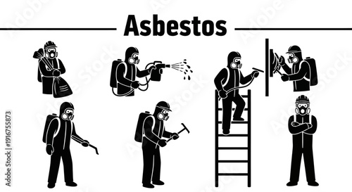 Asbestos removal workers in protective gear