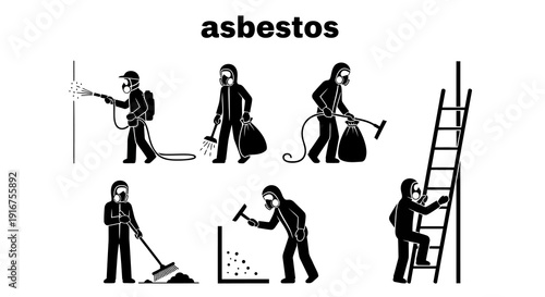 Workers in hazmat suits handling asbestos with safety gear