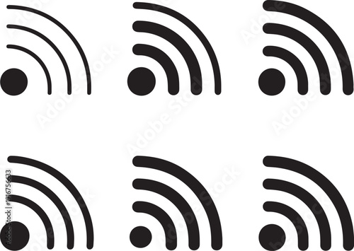 wifi signal icons in various positions on white background
