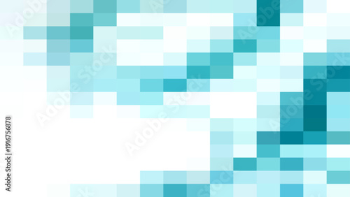 Vector Abstract geometric mosaic of aqua blue squares, symbolizing digital design, technology, data, and modern aesthetic with pixel art elements and a minimalist concept Design