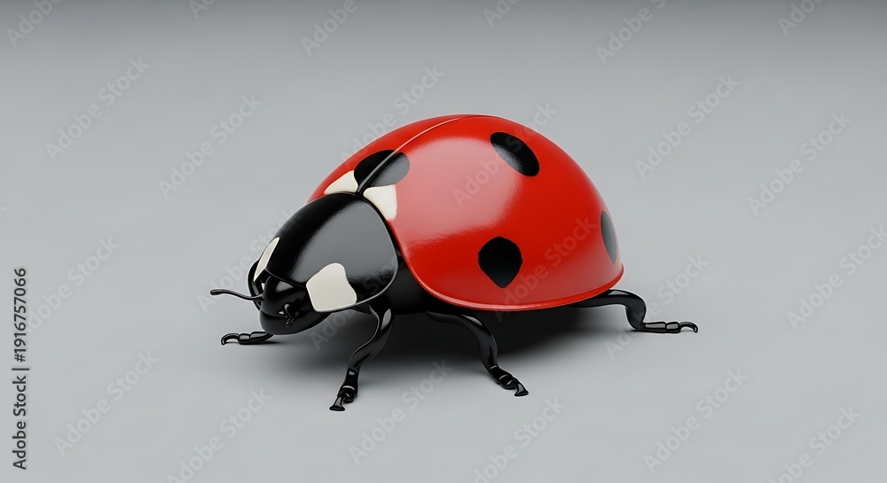 Fototapeta premium Ladybug on white background With shadow. AI GENERATED.