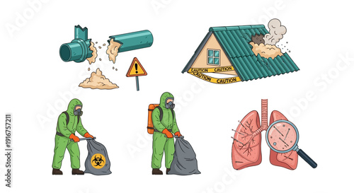 Hazardous materials response team cleaning contaminated areas with protective gear