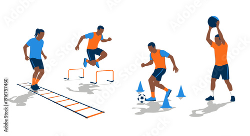 Athletic training exercises for fitness and sports performance.