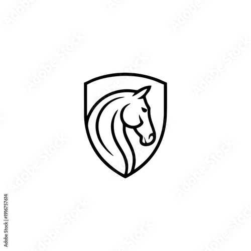 horse icon vector, horse head logo design, horse shield design illustration