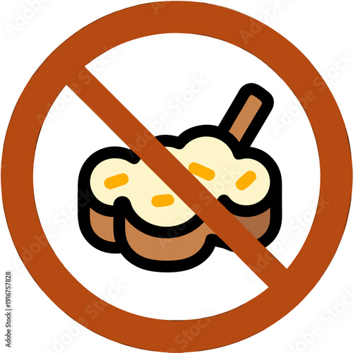 No Bread Gluten-Free Symbol Vector Illustration - Flat Design Icon for Food Allergy, Dietary Restriction, and Healthy Eating Concepts