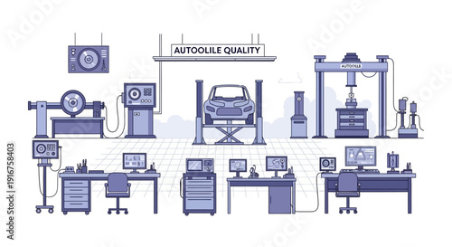 Automotive Quality Control Testing and Inspection Station.