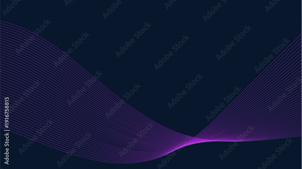 Fototapeta premium Abstract Purple Wave Mesh Background with Dark Gradient Futuristic Flowing Lines