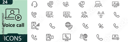 Collection of voice call and communication icons