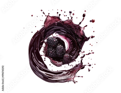 Purple berry juice splash swirl vector for beverage design