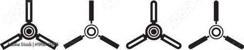 ceiling fan icon set in outline and flat style , vector illustration. Ceiling fan symbol. Interior design regulation signs. Electrical Appliance Icon