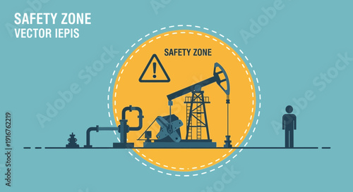 Oil Rig Safety Zone Illustration Industrial Safety and Awareness.