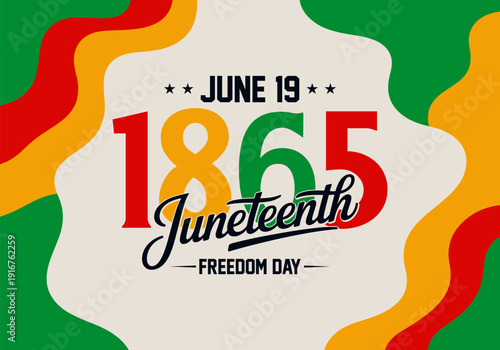 Juneteenth freedom day vector background with June 19 lettering