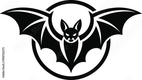 Bat Silhouette Emblem Logo Gothic Wings Nocturnal Symbol Icon Dark Mascot Night