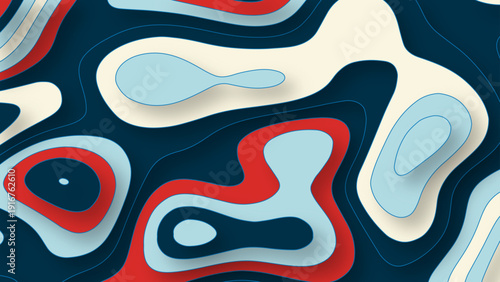 Multi layers color 3D papercut layers of paper cut vector art background texture. Papercut multi layers 3D color texture vector background.