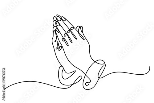 A detailed illustration of hands folded in prayer, symbolizing faith and devotion. isolated on transparent background