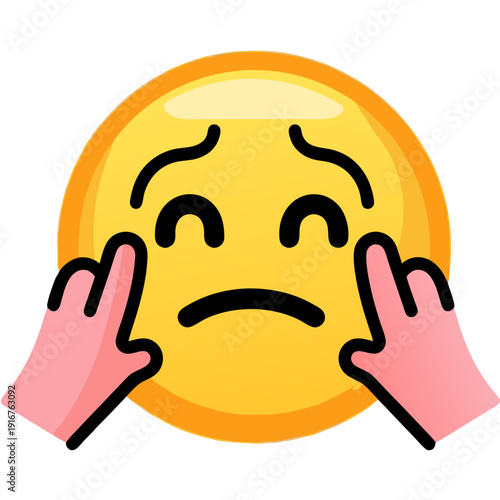 Sad Embarrassed Emoji Face with Hands Covering Eyes Vector Illustration in Flat Cartoon Style for Digital Communication and Emotional Expression