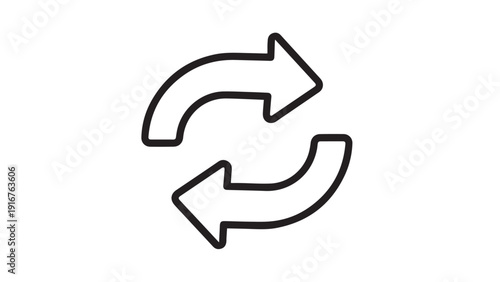 Circular two-arrow refresh icon representing reload or exchange in a continuous loop.