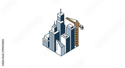 3D City Skyline with Crane.