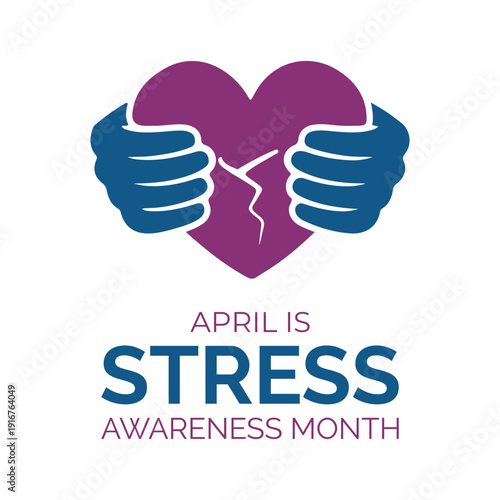 Vector graphic of April Stress Awareness Month banner collection featuring expressive brush strokes, brain icons, and human silhouettes in modern flat vector style with bold contrast colors.