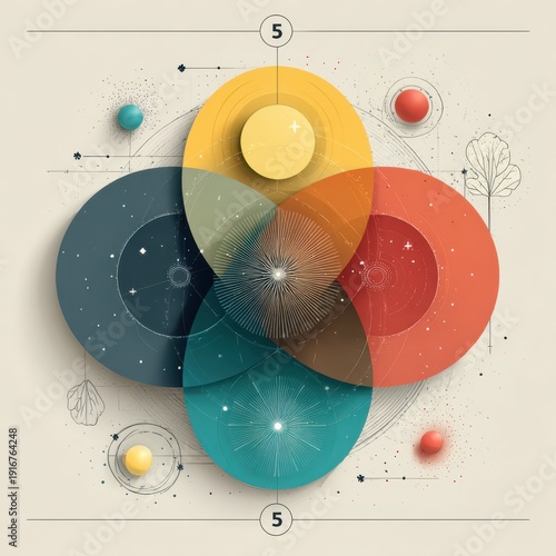 Vibrant overlapping circles create dynamic abstract design symbolizing connection and innovation in modern graphics