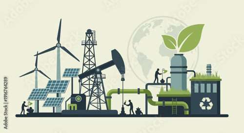 Sustainable Energy Production Balancing Renewables and Traditional Sources.