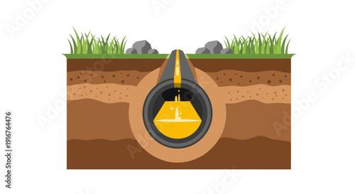 Underground Pipeline Transporting Liquid A CrossSectional View.