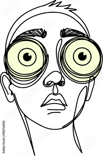 Big eyes looking lineal art draw