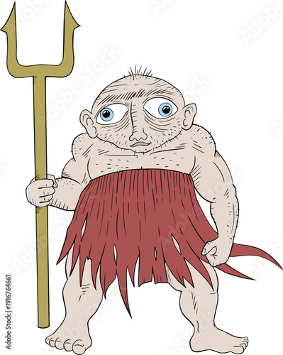 Design of caveman illustration with tribal weapon