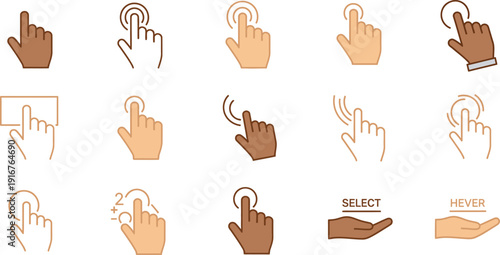 Hand gestures and touch screen interactions