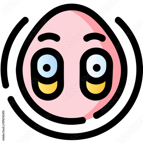 Shocked Face Vector Illustration with Wide Eyes and Vibrating Outline, Representing Surprise, Amazement, or Mind Blown Reaction in Flat Design for Digital Communication