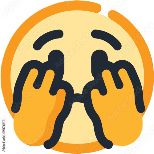 Shy Emoji Covering Eyes Vector Illustration with Flat Design for Digital Communication and Social Media Reactions, Expressing Embarrassment or Peekaboo Concept
