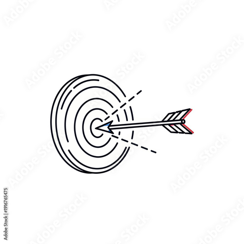 Black and Red Arrow Hitting Target Center.