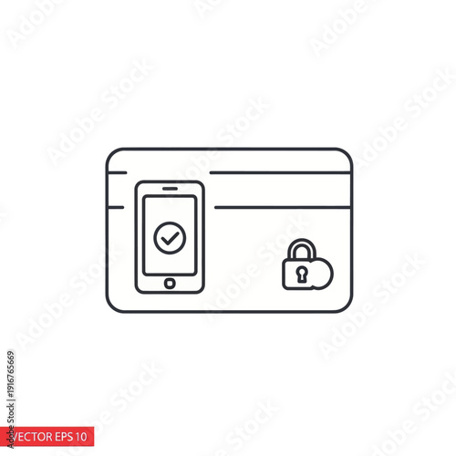Credit Card with Phone and Lock Icon.
