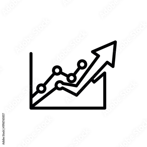 Line Graph Showing Upward Trend with Arrow.