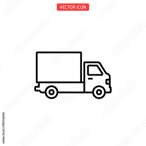 Simple Black Outline Delivery Truck Icon.
