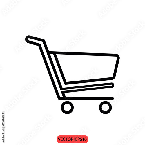 Simple Black Shopping Cart Icon Illustration.