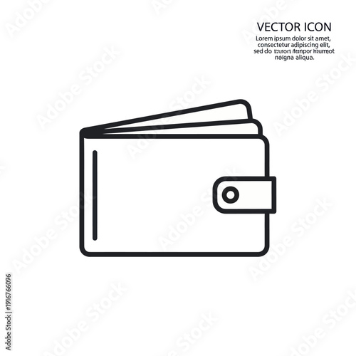 Simple Black Wallet Icon with Clasp.