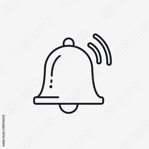 Simple Line Drawing of Ringing Bell Icon.