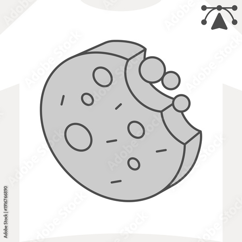 Cookies isometric icon, bakery food concept. Vector graphics. Gingerbread cookie sign and editable stroke, outline style icon for mobile or web design.