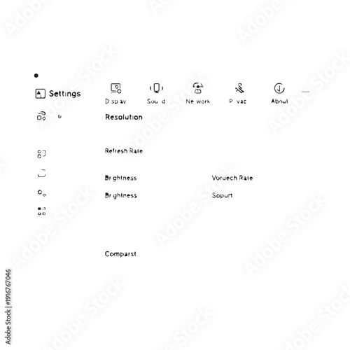 Blurred screenshot of a settings menu on a digital device displaying icons and interface elements.