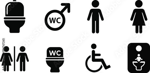 Restroom and toilet accessibility icons