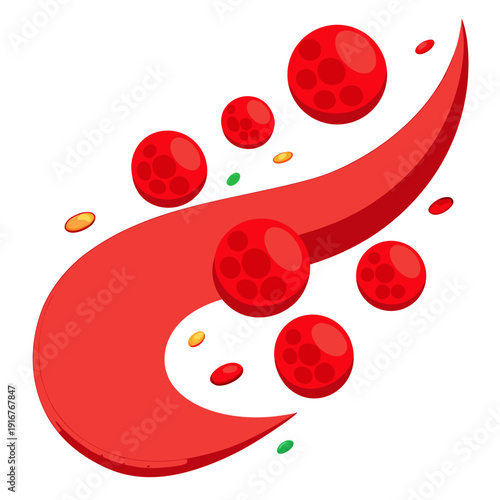 A vector graphic illustration of red blood cells and platelets in a stylized design