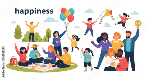 Diverse group of happy people enjoying outdoor activities together