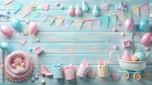 Baby Shower Pastel Elements Background
