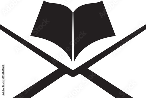 holy book al quran with board line art. Ramadan kareem concept vector illustration.