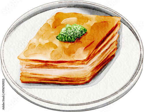 Photos watercolor baklava dessert