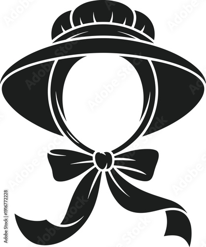 Black Silhouette Easter Bonnet with Ribbon Bow vector