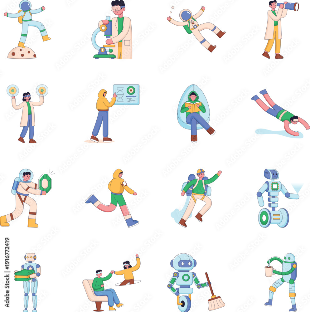 Fototapeta premium Set of Modern Tech Flat Style Illustrations
